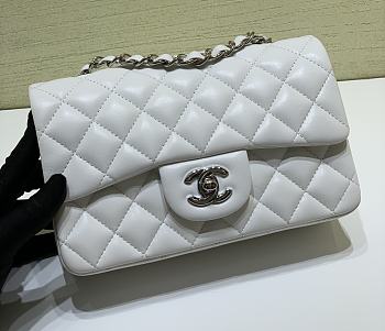 Chanel Classic Flap Bag Lambskin Leather White 20cm