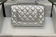 Chanel Classic Flap Bag Lambskin Leather Silver 20cm - 4