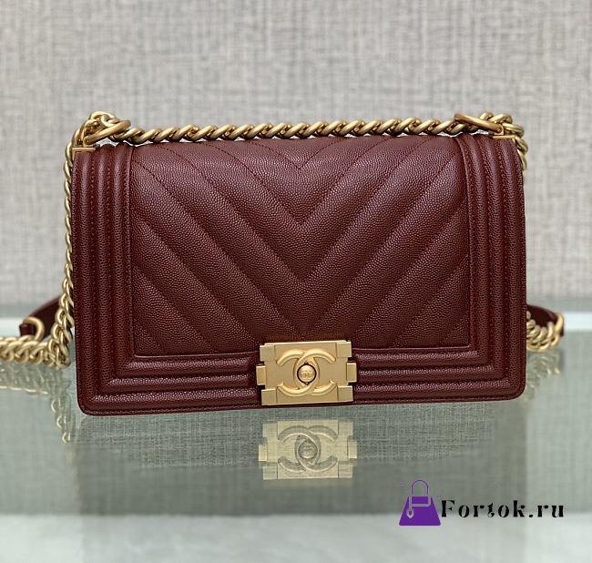 Chanel Classic Boy Chervon Red Bag 25cm - 1