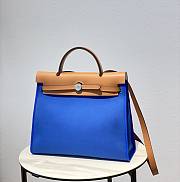 Hermes Herbag Zip Bag Blue Brown 31cm - 1