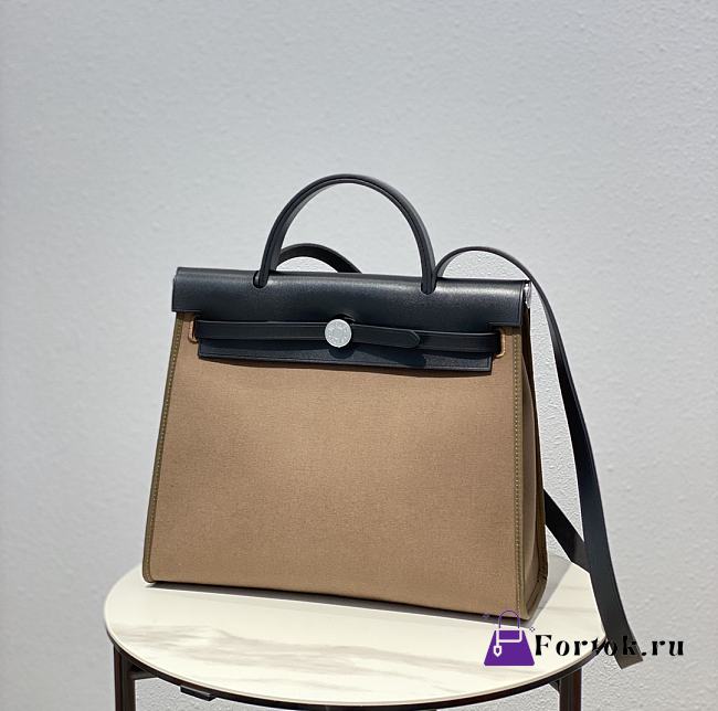 Hermes Herbag Zip Bag Brown Black 31cm - 1