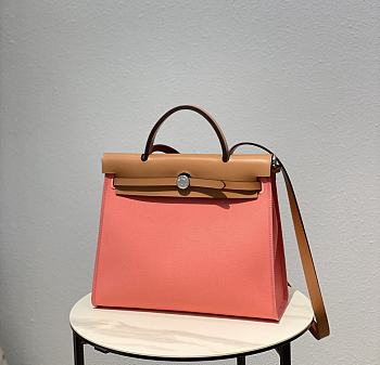 Hermes Herbag Zip Bag Pink Brown 31cm