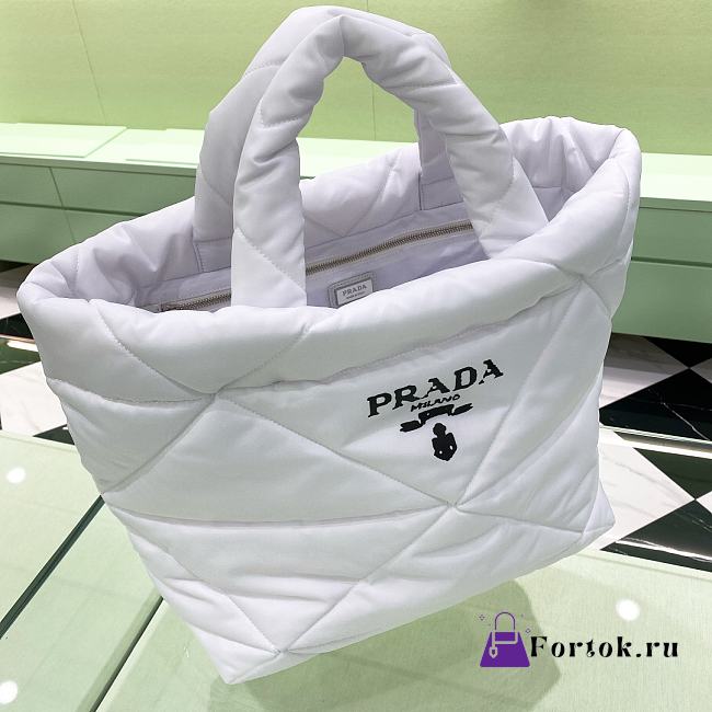 Prada Padded Re-nylon Tote Bag in White 40x38x16cm - 1