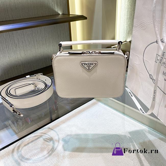 Prada Brique Saffiano Leather Bag in White 18x12x5.5cm - 1