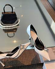 Dior Star Silver Chain High Heels in White - 5