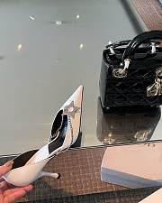 Dior Star Silver Chain High Heels in White - 6