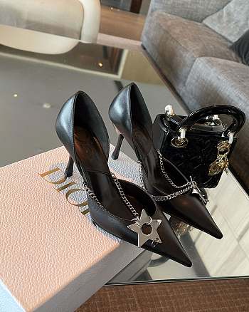 Dior Star Silver Chain High Heels in Black