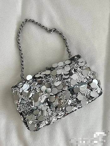 Chanel Silver Sequins Bag 20cm