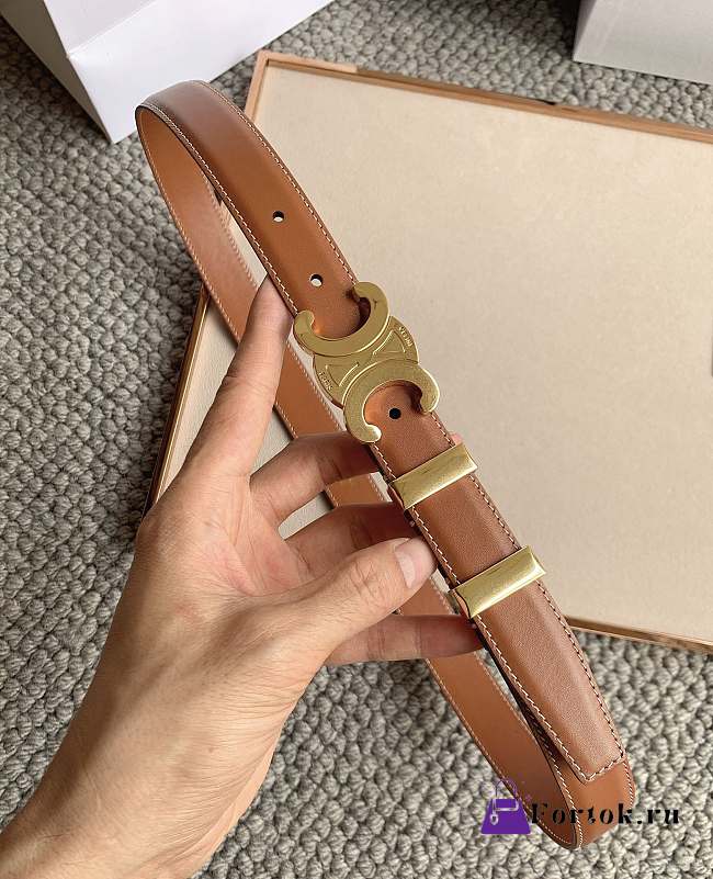 Celine Belt In Smooth Calfskin Brown - 1