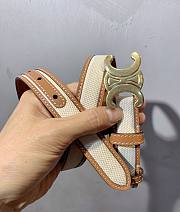 Celine Belt In Smooth Calfskin White Brown - 2