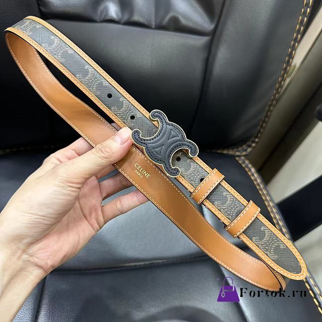 Celine Triomphe Belt In Smooth Calfskin Tan - 1