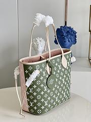 Louis Vuitton Neverfull MM Monogram embossed Leather Kaki Green/Pink/White M46102 31x28x14cm - 3