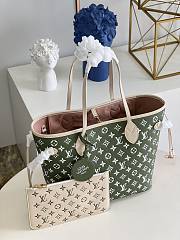 Louis Vuitton Neverfull MM Monogram embossed Leather Kaki Green/Pink/White M46102 31x28x14cm - 4