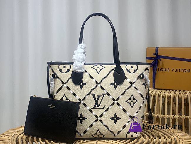 Louis Vuitton Neverfull Monogram Empreinte Leather Bag White/Black M46039 31x28x14cm - 1