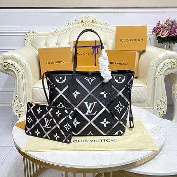 Louis Vuitton Neverfull Monogram Empreinte Leather Bag Black M46040 31x28x14cm