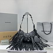 Balenciaga Le Cagole XS Fringe Leather Shoulder Bag in Black 26x16x9.9cm - 1