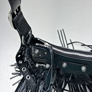 Balenciaga Le Cagole XS Fringe Leather Shoulder Bag in Black 26x16x9.9cm - 6
