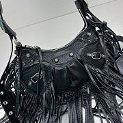 Balenciaga Le Cagole XS Fringe Leather Shoulder Bag in Black 26x16x9.9cm - 4