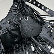 Balenciaga Le Cagole XS Fringe Leather Shoulder Bag in Black 26x16x9.9cm - 2