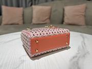 Dior Lady Crystal Bead Embroidery Bag in Pink 17x15x7cm - 6