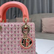 Dior Lady Crystal Bead Embroidery Bag in Pink 17x15x7cm - 2