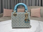 Dior Lady Crystal Bead Embroidery Bag in Blue 17x15x7cm - 1