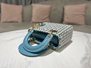 Dior Lady Crystal Bead Embroidery Bag in Blue 17x15x7cm - 3