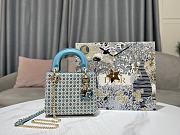 Dior Lady Crystal Bead Embroidery Bag in Blue 17x15x7cm - 4