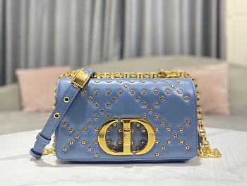 Dior Caro Blue Lambskin Lucky Star Cannage Bag 20x12x7cm