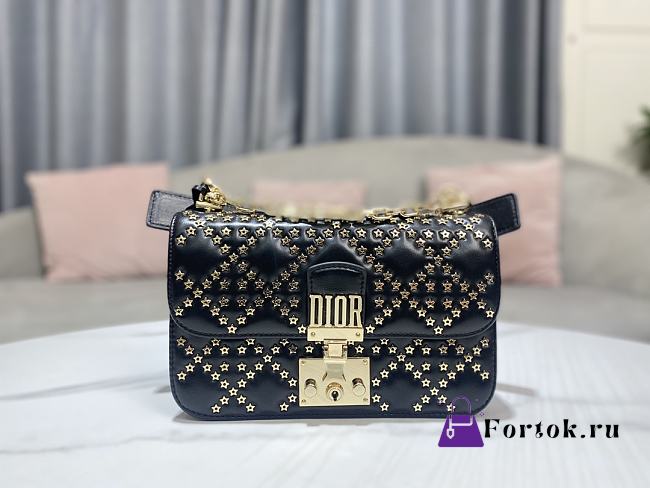 Dior Addict Black Lamb Lucky Star Cannage Pattern Bag 21x8x13cm - 1
