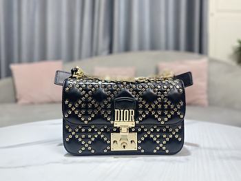 Dior Addict Black Lamb Lucky Star Cannage Pattern Bag 21x8x13cm