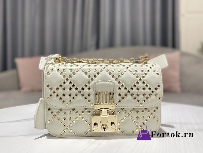 Dior Addict White Lamb Lucky Star Cannage Pattern Bag 21x8x13cm - 1