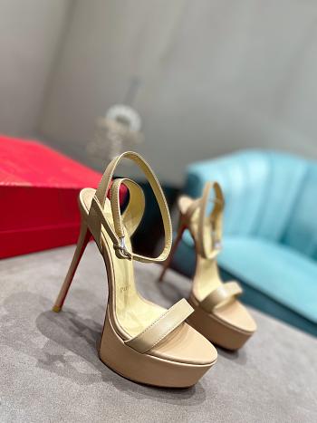 Christian Louboutin Loubi Queen Leather Platform Sandals Beige