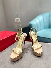 Christian Louboutin Loubi Queen Leather Platform Sandals Beige - 2
