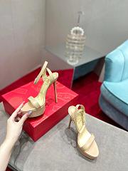 Christian Louboutin Loubi Queen Leather Platform Sandals Beige - 5