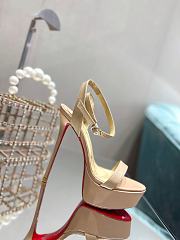 Christian Louboutin Loubi Queen Leather Platform Sandals Beige - 6