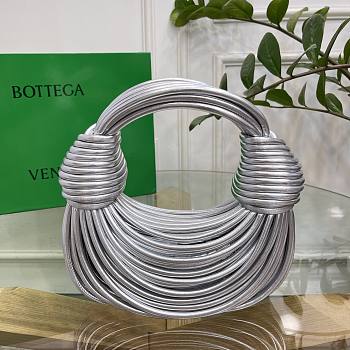 Bottega Veneta Double Knot Bag in Silver 22x6.5x15.5cm