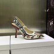 Dior Slingpack Pump White Multicolor Embroidered Cotton  - 5