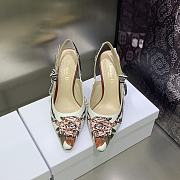 Dior Slingpack Pump White Multicolor Embroidered Cotton  - 4