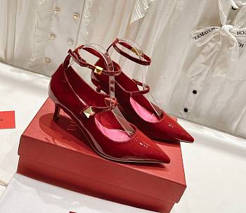 Valentino Garavani Ankle Strap Pumps in Red