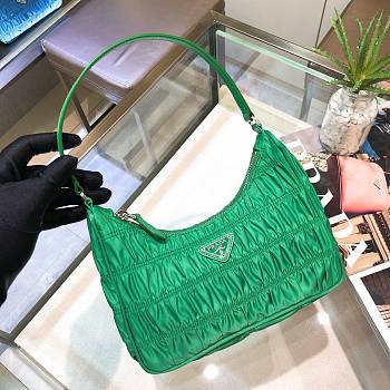 Prada Ruched Hobo Bag in Green 22x17x6cm