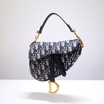 Dior Saddle Oblique Jacquard Bag Blue 25.5x20x6.5cm