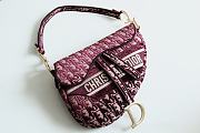 Dior Saddle Oblique Embroidery Bag Red 25.5x20x6.5cm - 1