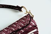 Dior Saddle Oblique Embroidery Bag Red 25.5x20x6.5cm - 6