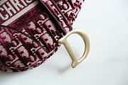 Dior Saddle Oblique Embroidery Bag Red 25.5x20x6.5cm - 4