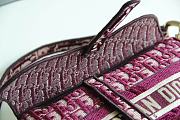 Dior Saddle Oblique Embroidery Bag Red 25.5x20x6.5cm - 3