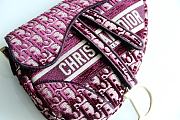 Dior Saddle Oblique Embroidery Bag Red 25.5x20x6.5cm - 2