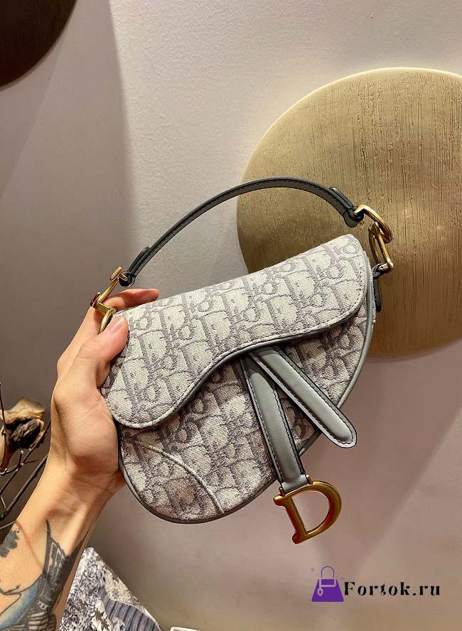 Dior Saddle Oblique Jacquard Bag Beige 25.5x20x6.5cm - 1