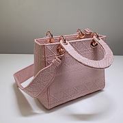 Dior Lady D-lite Embroidered Cannage Leather Bag in Pink 24x20x11cm - 6