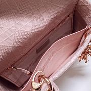 Dior Lady D-lite Embroidered Cannage Leather Bag in Pink 24x20x11cm - 5